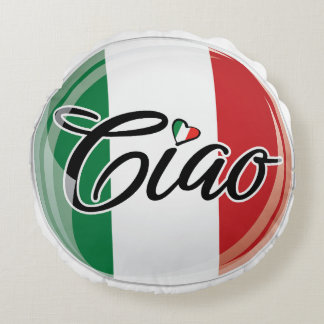Italienska Ciao Italienska Flagga Heart Design Rund Kudde