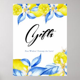 Italienska citron blomster bröllopsduschpresenter poster