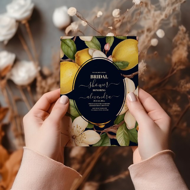 Italienska citronblått blommigt, möhippa inbjudningar (Skapare uppladdad)