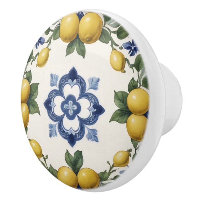 Italienska citroner och citrusfrukter med blå Klöv Knopp (Höger)