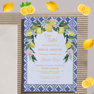 Italienska Citrus Blue Tiles Sommar Möhippa Inbjudningar