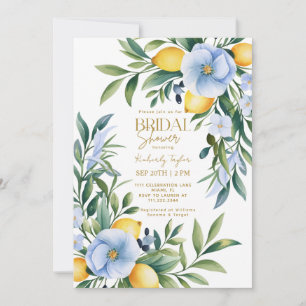 Italienska Citrus-Möhippan Lemon Blue Blommigt Inbjudningar
