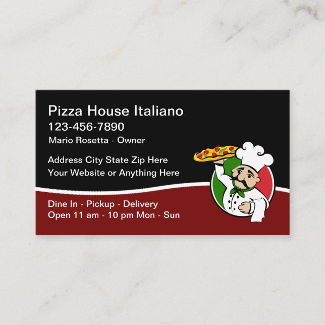 Italienska Cuisineet Pizza Restaurant Affärskort Visitkort (Framsida)