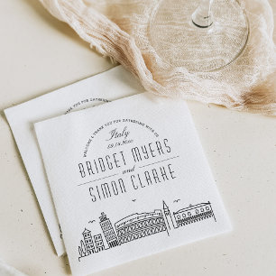 Italienska Deco Skyline Bröllop Event Napkins Pappersservett