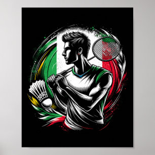 Italienska Dminton Player Sportsman Idrottsman Coa Poster