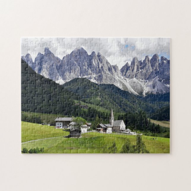Italienska Dolomiternas stad - Jigszle Puzzle Pussel (Horisontell)