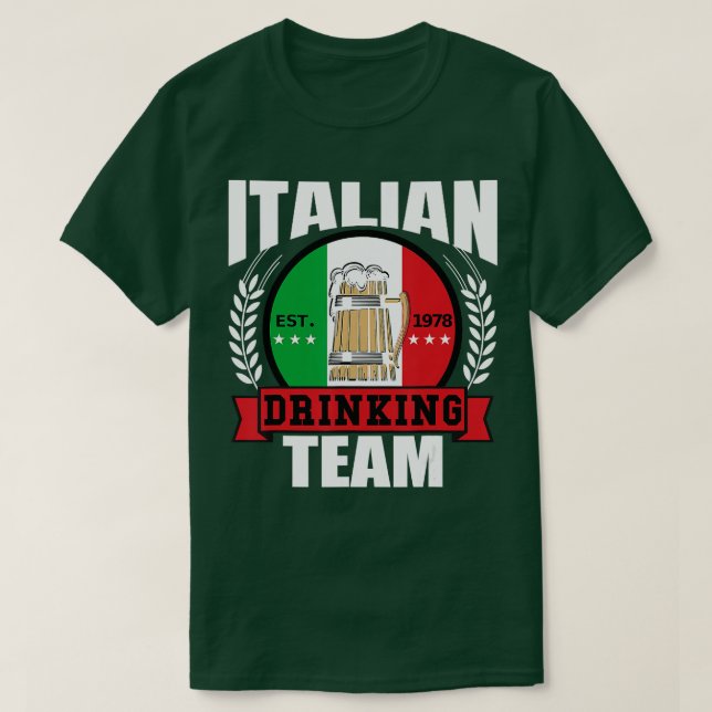 Italienska dricksteamet Funny Italien Flagga Beer  T Shirt (Design framsida)