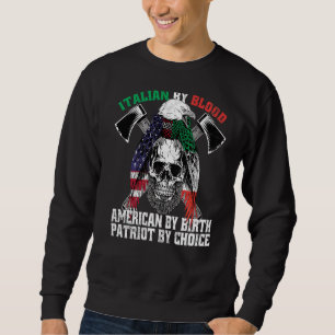 Italienska efter Blood American by Birth Patriot b Lång Ärmad Tröja