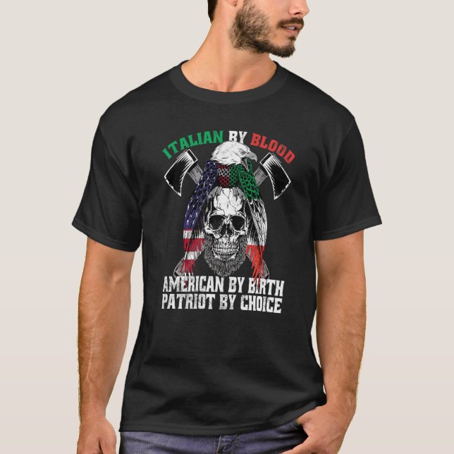 Italienska efter Blood American by Birth Patriot b T Shirt (Framsida)