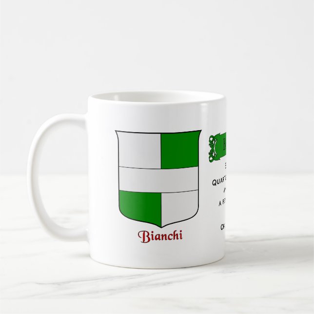 Italienska efternamnet Bianchi Heraldic Shield och Kaffemugg (Vänster)