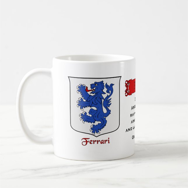 Italienska efternamnet Ferrari Heraldic Shield och Kaffemugg (Vänster)