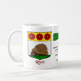 Italienska efternamnet Ricci Heraldic Shield och B Kaffemugg