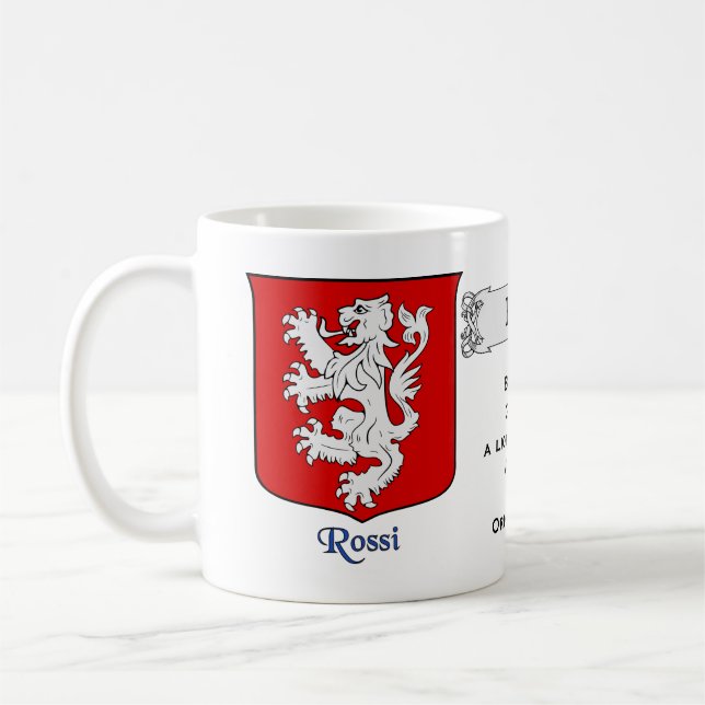 Italienska efternamnet Rossi Heraldic Shield och B Kaffemugg (Vänster)