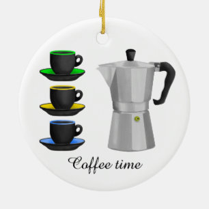 Italienska Espresso Coffee Pot Julgransprydnad Keramik