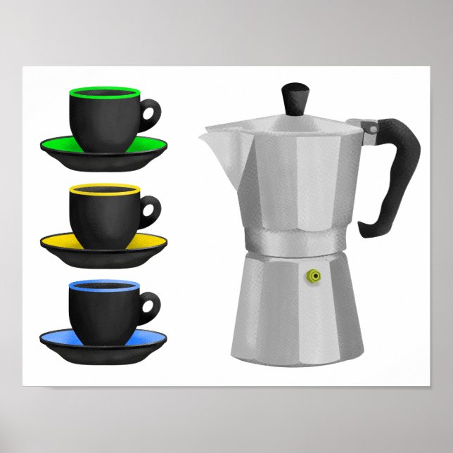 Italienska Espresso Coffee Pot Poster (Framsidan)