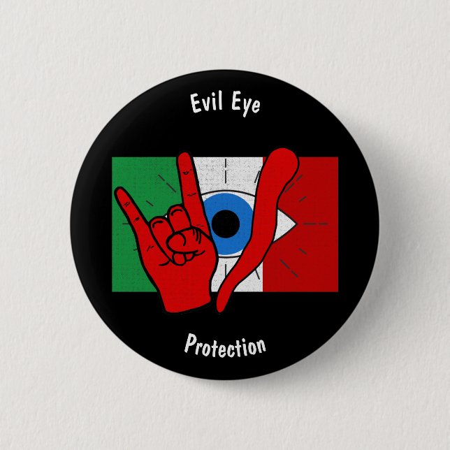 Italienska Evil Öga il Malocchio Maloik Malo Knapp (Framsida)