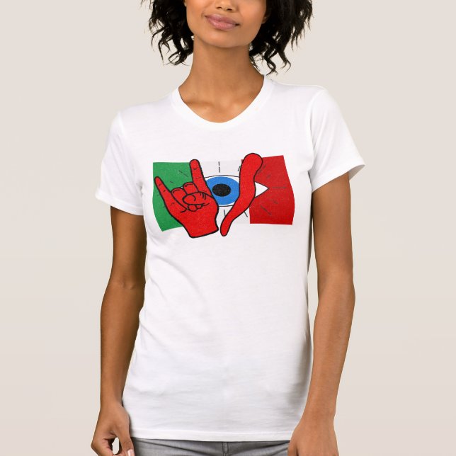 Italienska Evil Öga il Malocchio Maloik Malo T Shirt (Framsida)