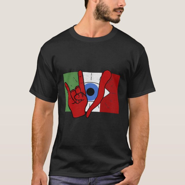 Italienska Evil Öga Il Malocchio Maloik Malocchio  T Shirt (Framsida)