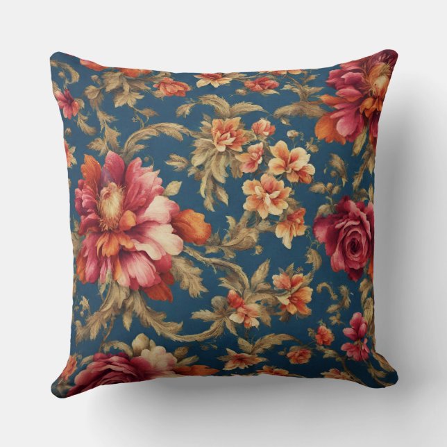 Italienska exquisite Vintage Grande Flowers Kudde (Baksida)