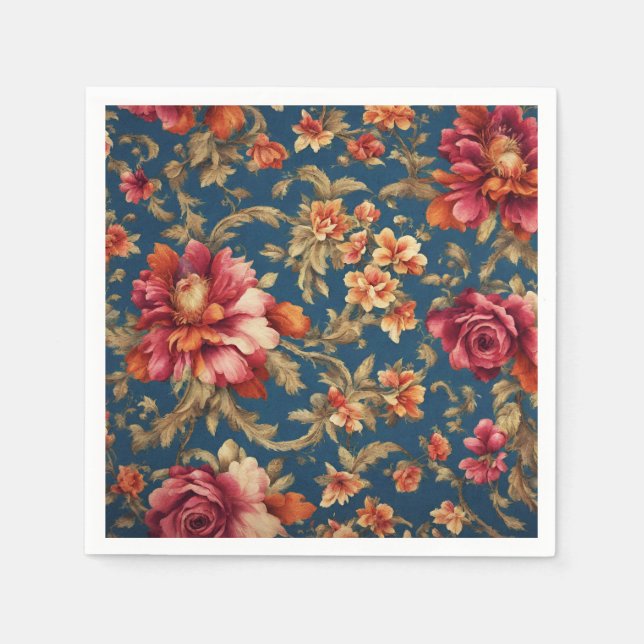 Italienska exquisite Vintage Grande Flowers Pappersservett (Framsidan)