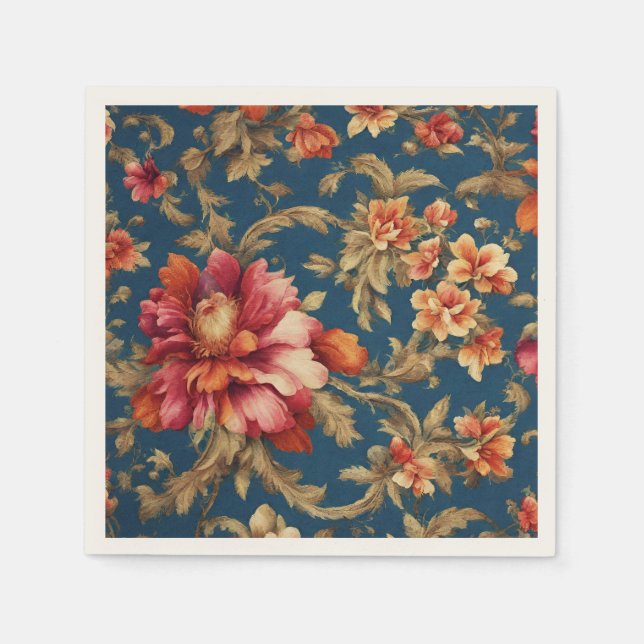 Italienska exquisite Vintage Grande Flowers Pappersservett (Framsidan)