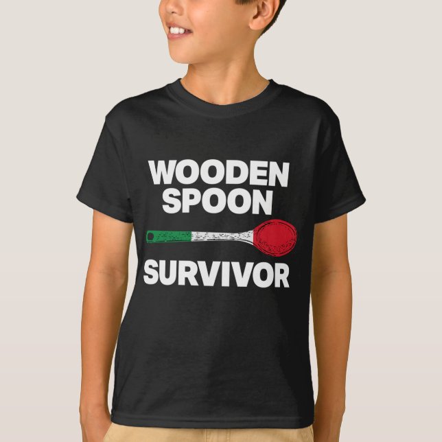 Italienska familjen - Funny Wooden Spoon Survivor T Shirt (Framsida)