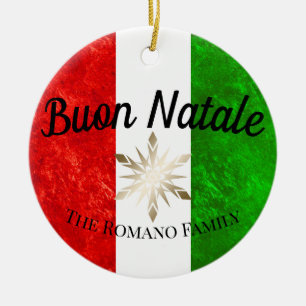 Italienska familjen Namn Buon Natale Flagga jul Julgransprydnad Keramik