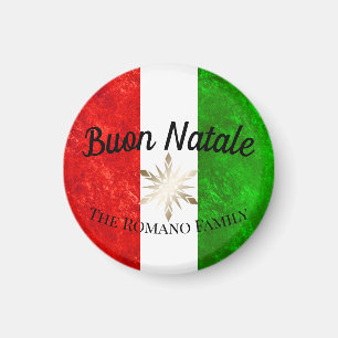 Italienska familjen Namn Buon Natale Flagga jul Magnet