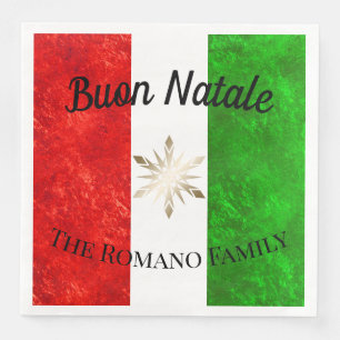 Italienska familjen Namn Buon Natale Flagga jul Pappersservett