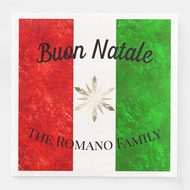 Italienska familjen Namn Buon Natale Flagga jul Pappersservett (Framsida)