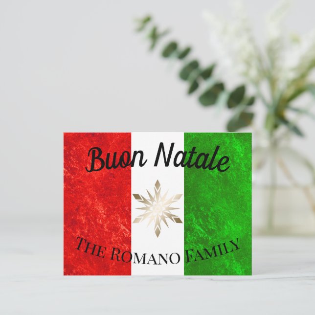 Italienska familjen Namn Buon Natale Flagga jul Vykort (Stående Fram)