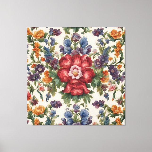 Italienska Fantastisk Summer Bright-Blommönstret Canvastryck (Framsida)