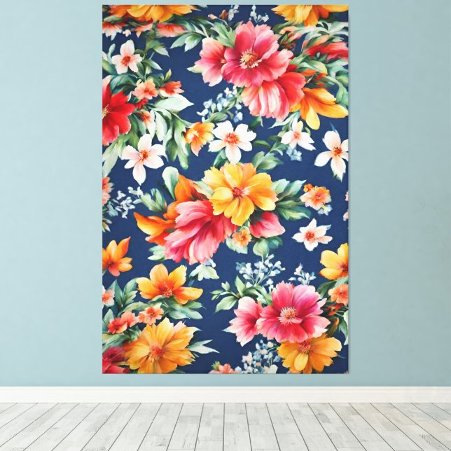 Italienska Fantastisk Summer Bright-Blommönstret Canvastryck (Insitu (trägolv))