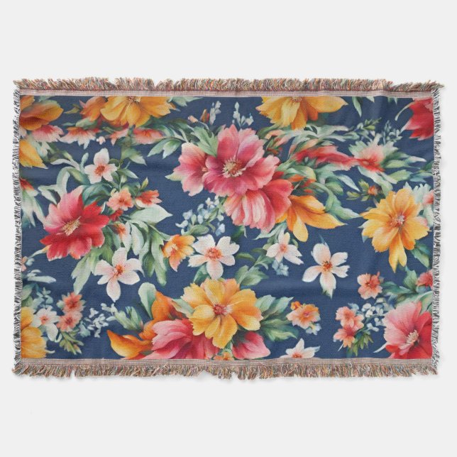 Italienska Fantastisk Summer Bright-Blommönstret Filt (Framsidan)