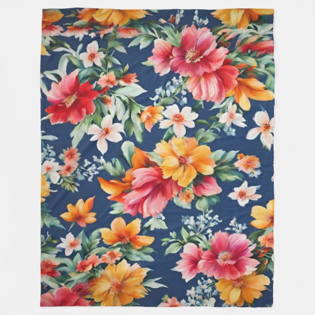 Italienska Fantastisk Summer Bright-Blommönstret Fleecefilt (Framsidan)