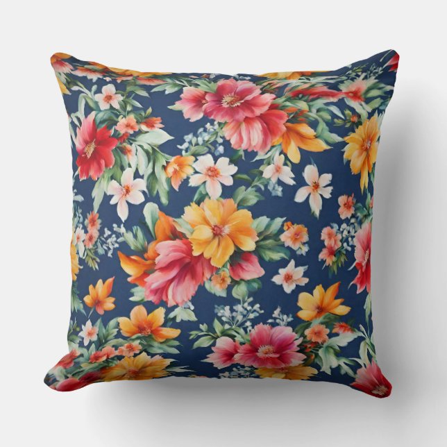 Italienska Fantastisk Summer Bright-Blommönstret Kudde (Framsida)