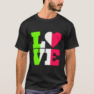 Italienska Färg Flagga Heart Kärlek Italien T Shirt