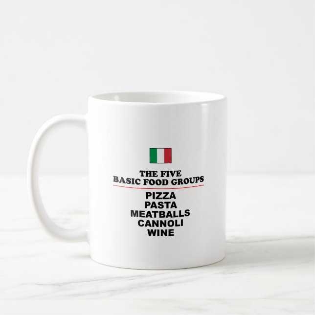 Italienska fem grundläggande livsmedelsgrupper kaffemugg (Vänster)
