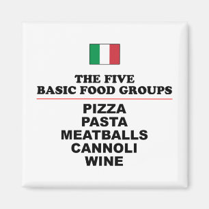 Italienska fem grundläggande livsmedelsgrupper magnet