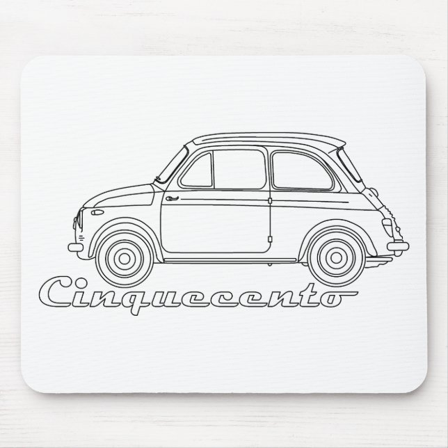 Italienska Fiat Cinquecento 500 cc Oldtimer Bluepr Musmatta (Framsidan)
