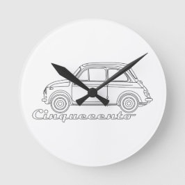 Italienska Fiat Cinquecento 500 cc Oldtimer Bluepr Rund Klocka