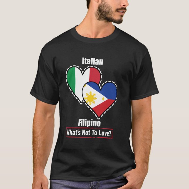 Italienska Filipino Heart Flaggor som inte är till T Shirt (Framsida)