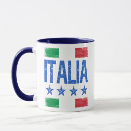 Italienska flagga 4 stjärnor mugg