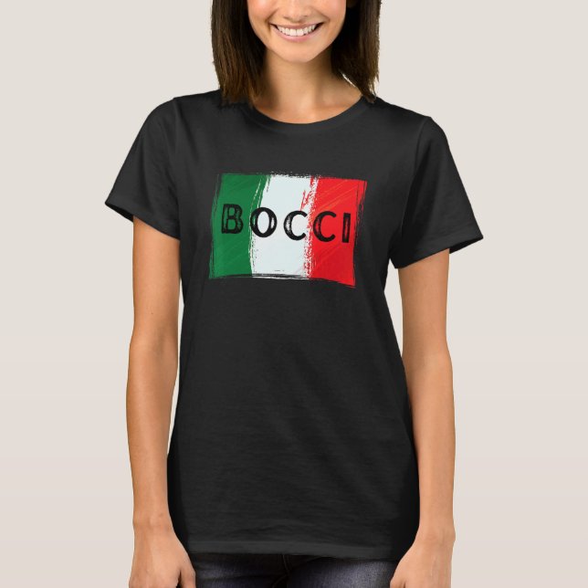 Italienska Flagga BOCCI Bocce BOLL grunge T Shirt (Framsida)