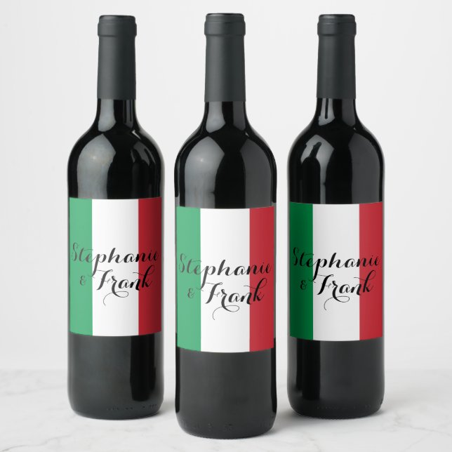 Italienska Flagga Bröllop Vinflaska Etikett (Flaskor)