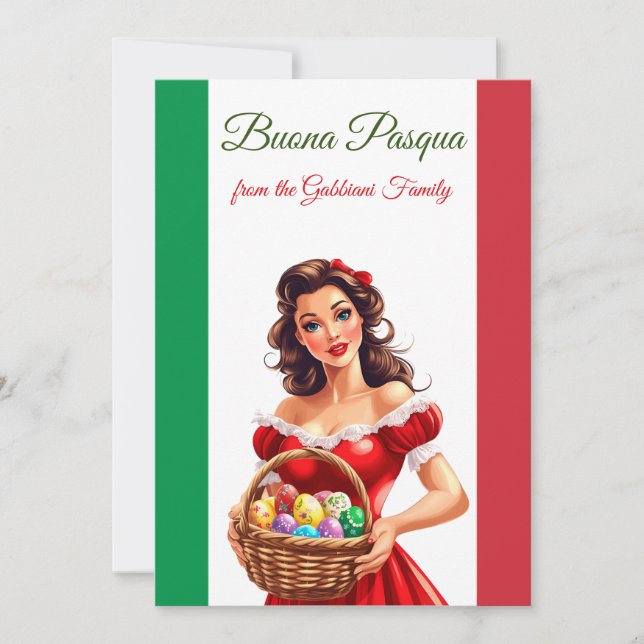 Italienska Flagga Buona Pasqua Julkort (Framsida)