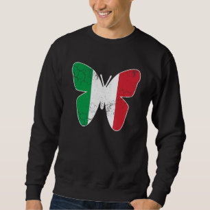 Italienska Flagga Butterfly Italia Italien Vintage Lång Ärmad Tröja