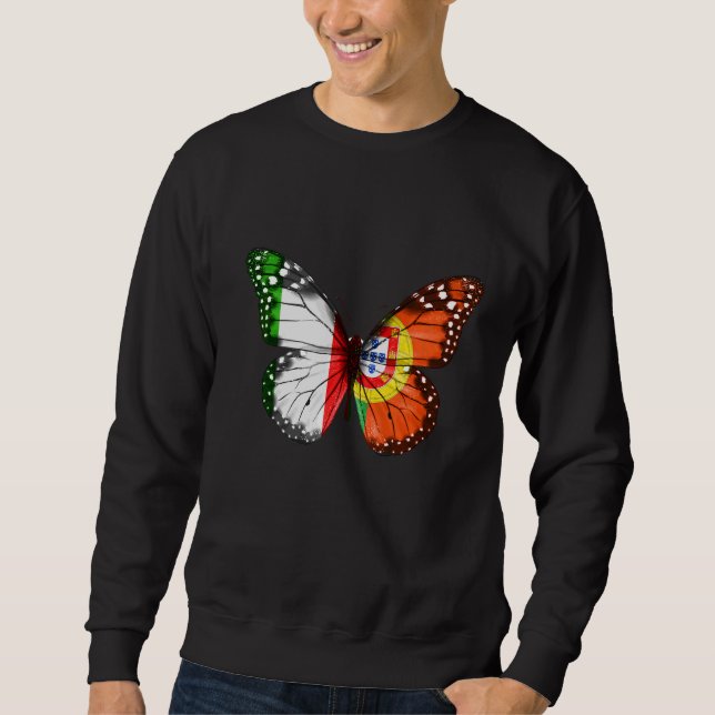 Italienska Flagga Butterfly Lång Ärmad Tröja (Framsida)