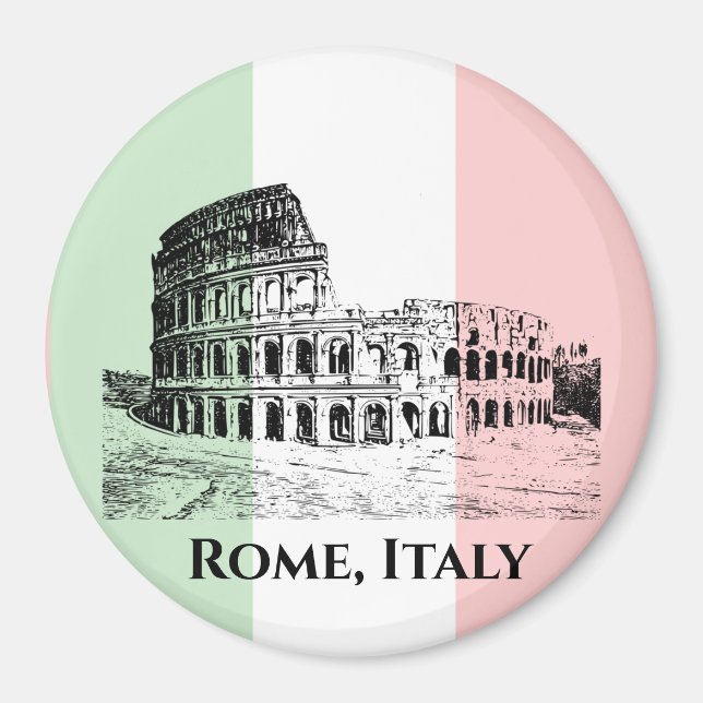 Italienska Flagga Colosseum Design Magnet (Framsidan)
