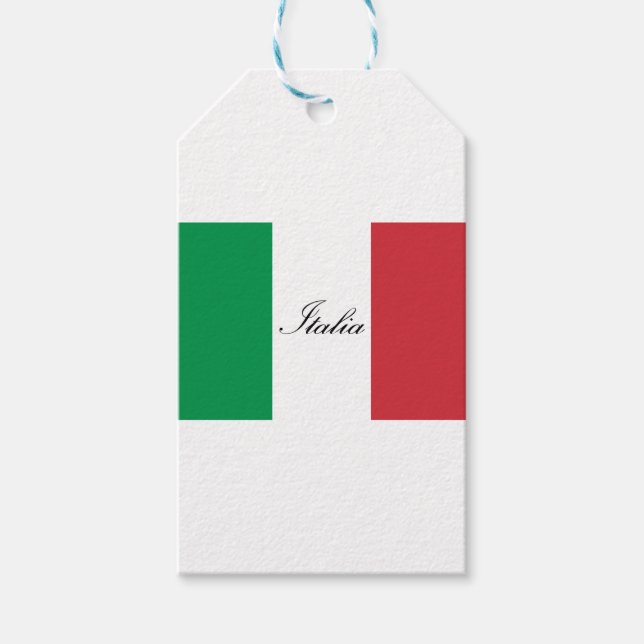 Italienska Flagga - Flagga Italien - Italien Presentetikett (Framsidan)